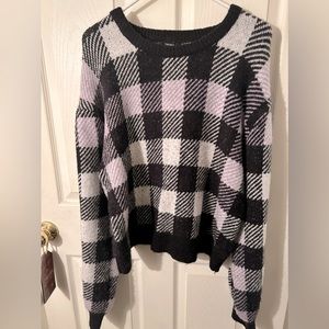Forever 21 Knit Plaid Purple Sweater